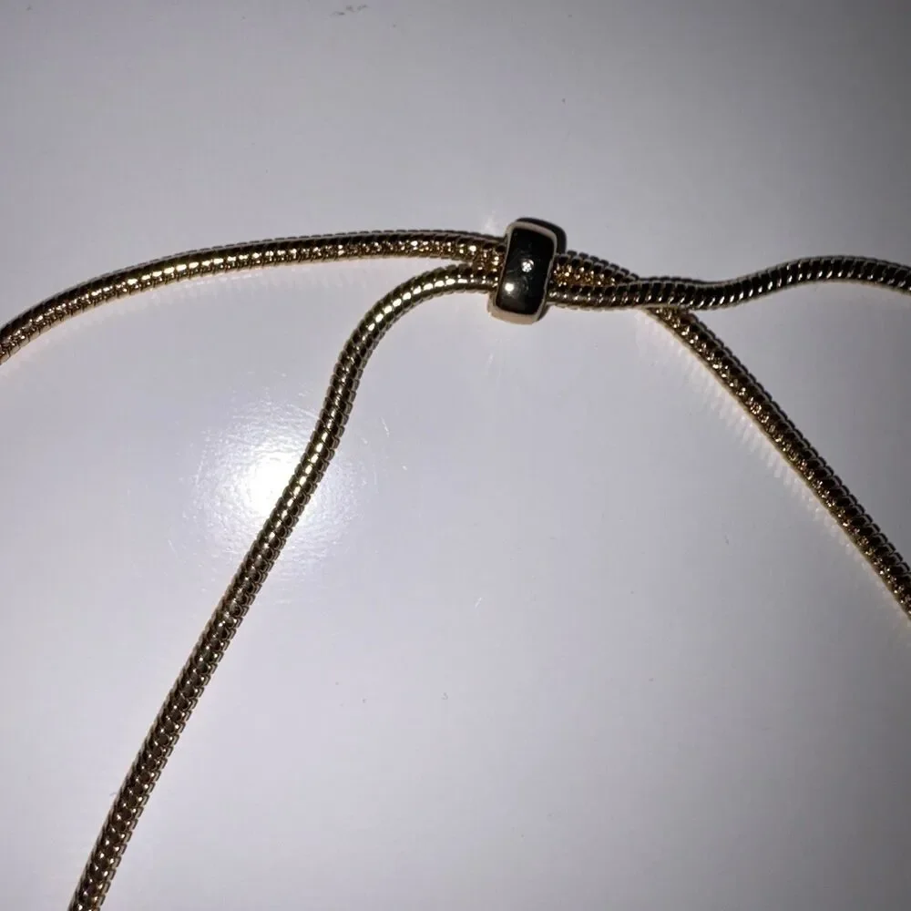 Chicos Green Velvet Ribbon & Gemstone Adjustable Necklace New Gold Tone Hardware